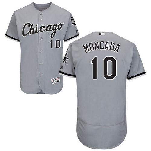 White Sox #10 Yoan Moncada Grey Flexbase Authentic Collection Stitched MLB Jersey - Click Image to Close
